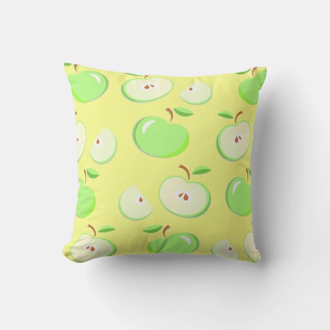 Cojín Decorativo Patrón de manzanas vectorial verde (Anverso)