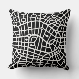 Cojín Decorativo Patrón de mapa 030520 - Blanco sobre negro
