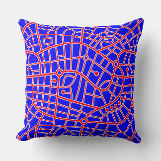 Cojín Decorativo Patrón de mapa 030520 - Blanco y azul rojos