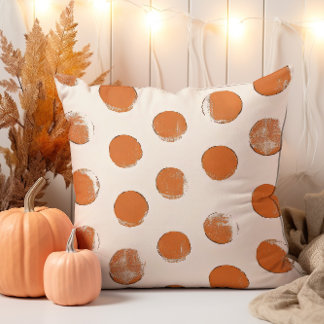 Cojín Decorativo Patrón de marca de punto de crema y Naranja