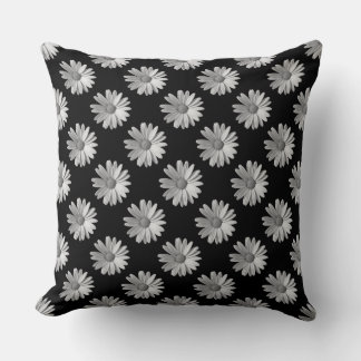 Cojín Decorativo Patrón de margarita - Blanco y negro