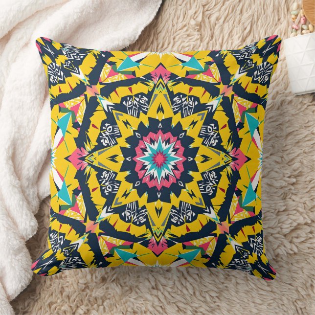Cojín Decorativo Patrón de marina amarillo de manala geométrica mod (Manta)