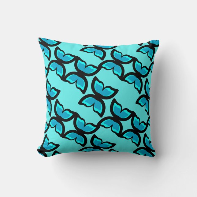 Cojín Decorativo Patrón de Mariposa Azul (Anverso)