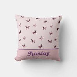 Cojín Decorativo Patrón de mariposa Bonito Chica satinado rosado Nu