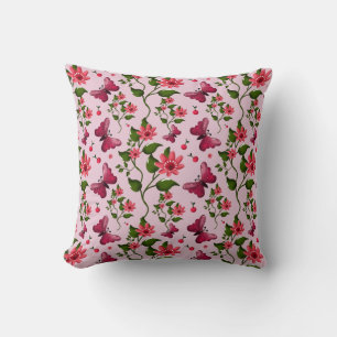 Cojín Decorativo Patrón de Mariposa Cereza Lindo, Fruta Kawaii Bril