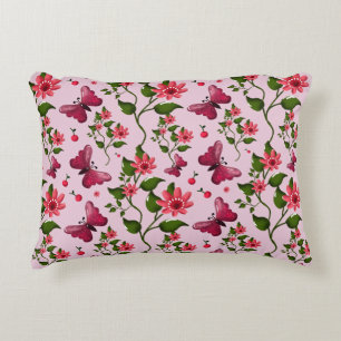 Cojín Decorativo Patrón de Mariposa Cereza Lindo, Fruta Kawaii Bril