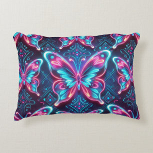 Cojín Decorativo patrón de mariposa de neón