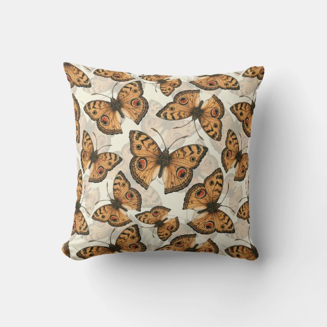 Cojín Decorativo Patrón de mariposa de pavo real (Anverso)