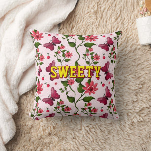 Cojín Decorativo Patrón de mariposa floral personalizada 