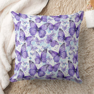Cojín Decorativo Patrón de mariposa morada de lavanda