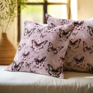 Cojín Decorativo Patrón de mariposa rosa