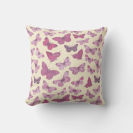 Cojín Decorativo Patrón de mariposa rosa lindo y femenino sobre bei