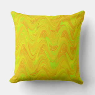 Cojín Decorativo Patrón de mármol amarillo verde naranja