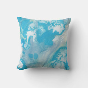 Cojín Decorativo Patrón de mármol azul blanco y gris