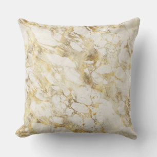 Cojín Decorativo Patrón de mármol blanco y dorado moderno