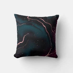 Cojín Decorativo Patrón de mármol de galaxia de oro rosa esmeralda