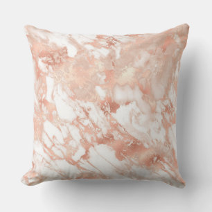 Cojín Decorativo Patrón de mármol moderno blanco y oro rosa