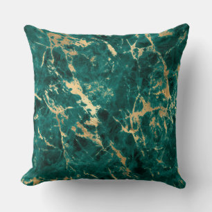 Cojín Decorativo Patrón de mármol moderno teal y dorado