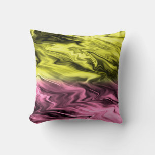 Cojín Decorativo Patrón de mármol rosa oscuro amarillo