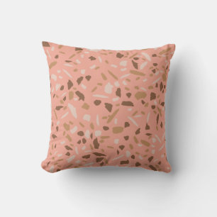 Cojín Decorativo Patrón de mármol terrazzo beige melocotón marrón