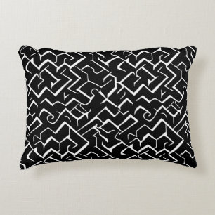 Cojín Decorativo Patrón de meandro negro y blanco   Gótico moderno