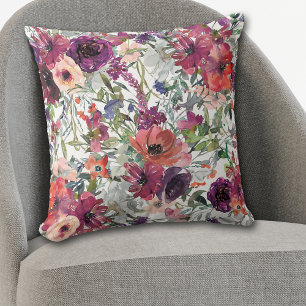 Cojín Decorativo Patrón de Medley morado violeta rosa floral