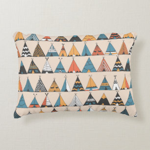 Cojín Decorativo Patrón de melodía. Tienda de verano nativa Wigwam