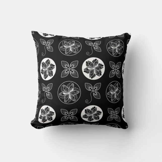 Cojín Decorativo Patrón de Moda blanco negro (Anverso)