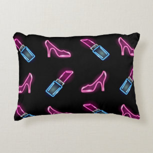 Cojín Decorativo Patrón de moda con iconos de neón.