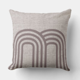 Cojín Decorativo Patrón de monograma de lino neutro moderno