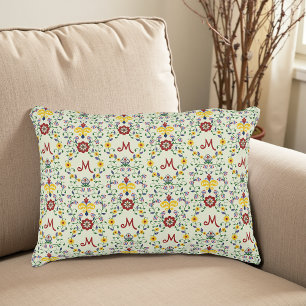 Cojín Decorativo Patrón de monograma de Rosemaling escandinavo nórd