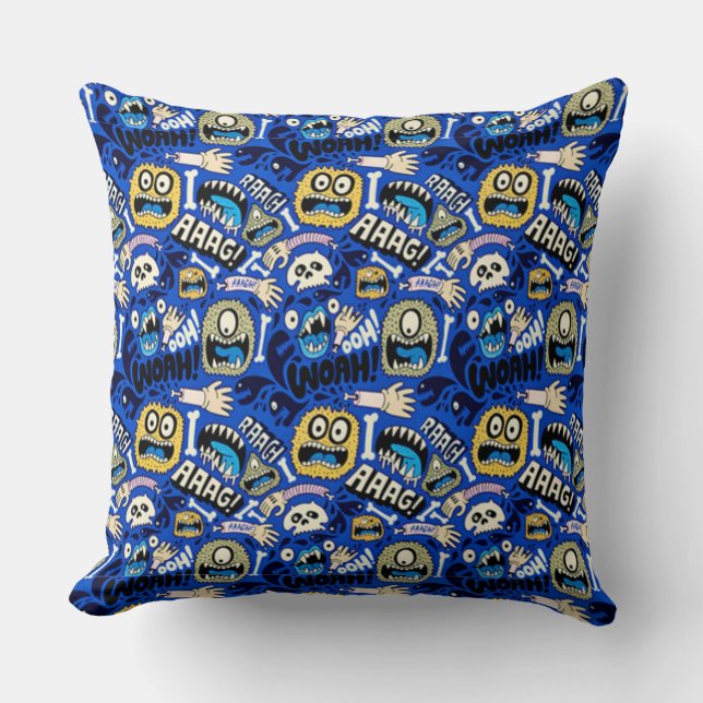 Cojín Decorativo Patrón de Monstruo de Halloween divertido (Anverso)
