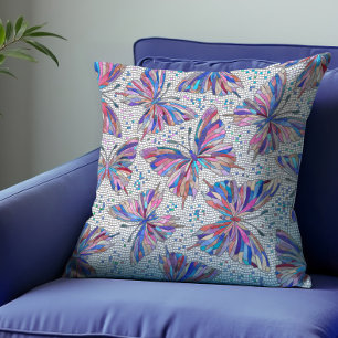 Cojín Decorativo Patrón de mosaico de mariposa - pasteles