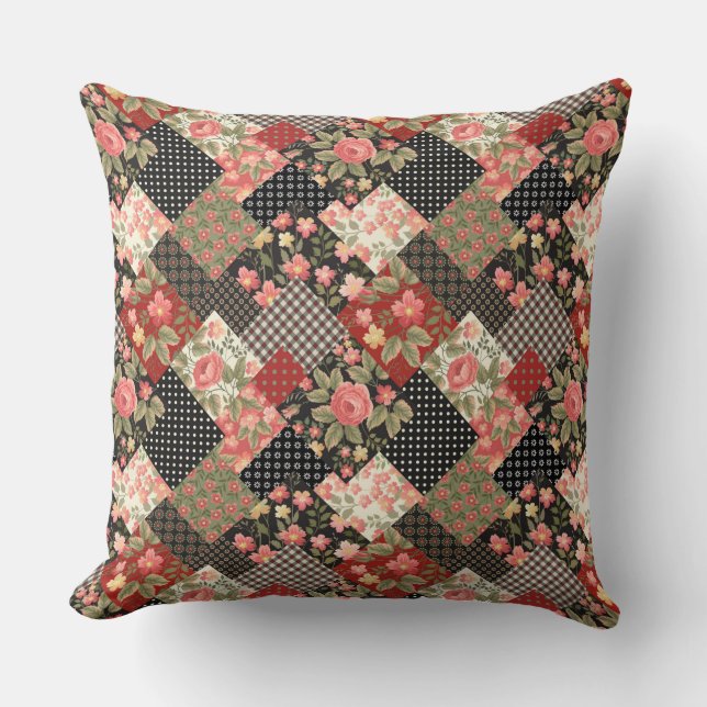 Cojín Decorativo Patrón de mosaico Flores Polka Dot Plano Geométric (Anverso)