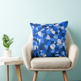 Cojín Decorativo Patrón de mosaico geométrico azul moderno