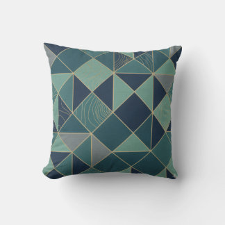 Cojín Decorativo Patrón de mosaico geométrico Verde azulado y dorad