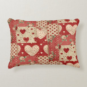 Cojín Decorativo Patrón de mosaico rojo vintage de Shabby Chic