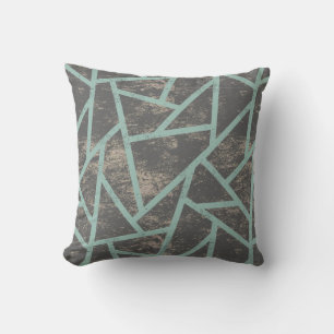 Cojín Decorativo Patrón de mosaico verde pálido y gris