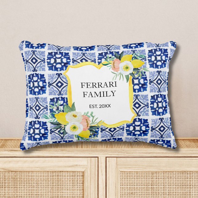 Cojín Decorativo Patrón de mosaicos mediterráneos italianos de limó (In situ)