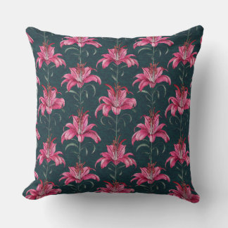 Cojín Decorativo Patrón de Motivo de Lirio Rosa Chinoiserie
