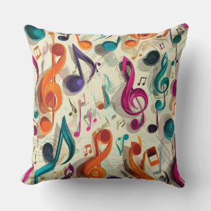 Cojín Decorativo Patrón de Música Colorido