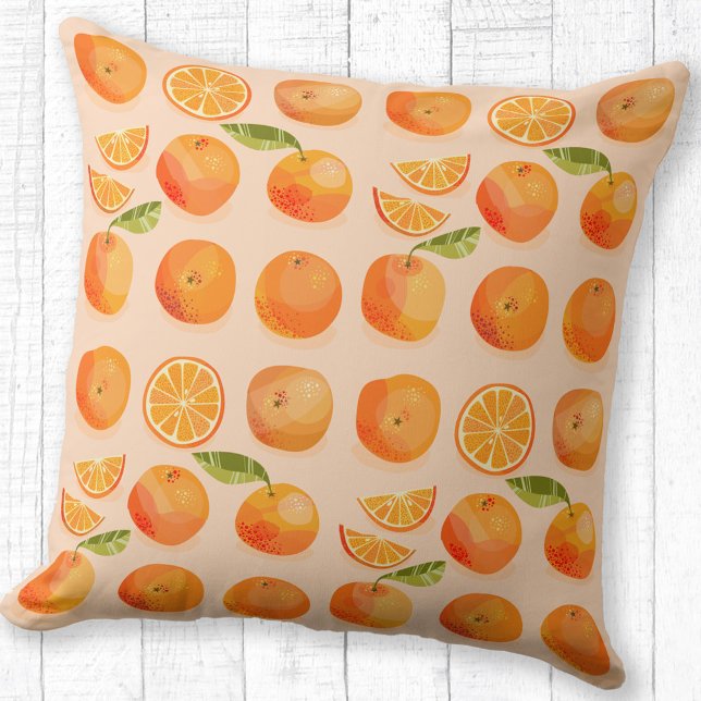 Cojín Decorativo Patrón de Naranja de cítricos (Citrus oranges pattern throw pillow)