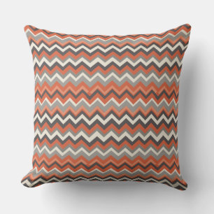 Cojín Decorativo patrón de naranja y chevron gris