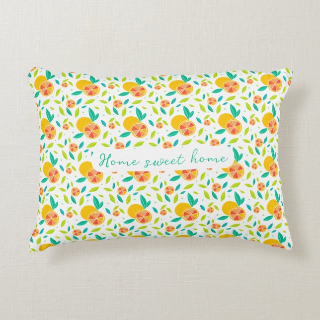 Cojín Decorativo Patrón de Naranjas dulces de acuarela personalizad (Anverso)