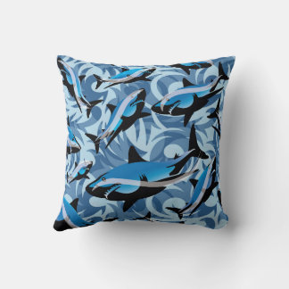 Cojín Decorativo Patrón de natación de tiburones azules