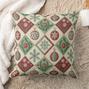 Cojín Decorativo Patrón de Navidad acolchado con parches vintage