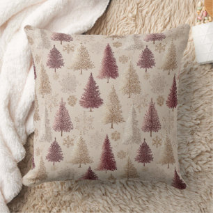 Cojín Decorativo Patrón de Navidad de Bosque de Invierno Elegante (