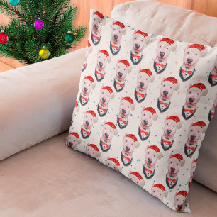 Cojín Decorativo Patrón de Navidad de perro Bull Terrier lindo
