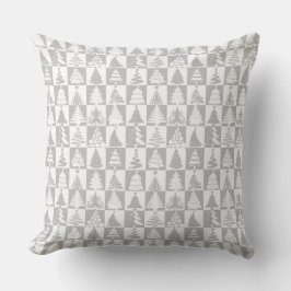 Cojín Decorativo Patrón de Navidad Gris Plateado Moderno