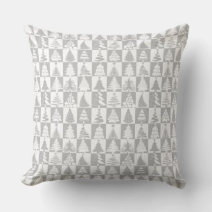 Cojín Decorativo Patrón de Navidad Gris Plateado Moderno